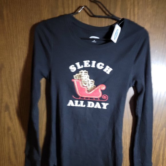 NWT Old Navy Black Sleigh All Day Long Sleeve T-Shirt Size Medium - Picture 5 of 8